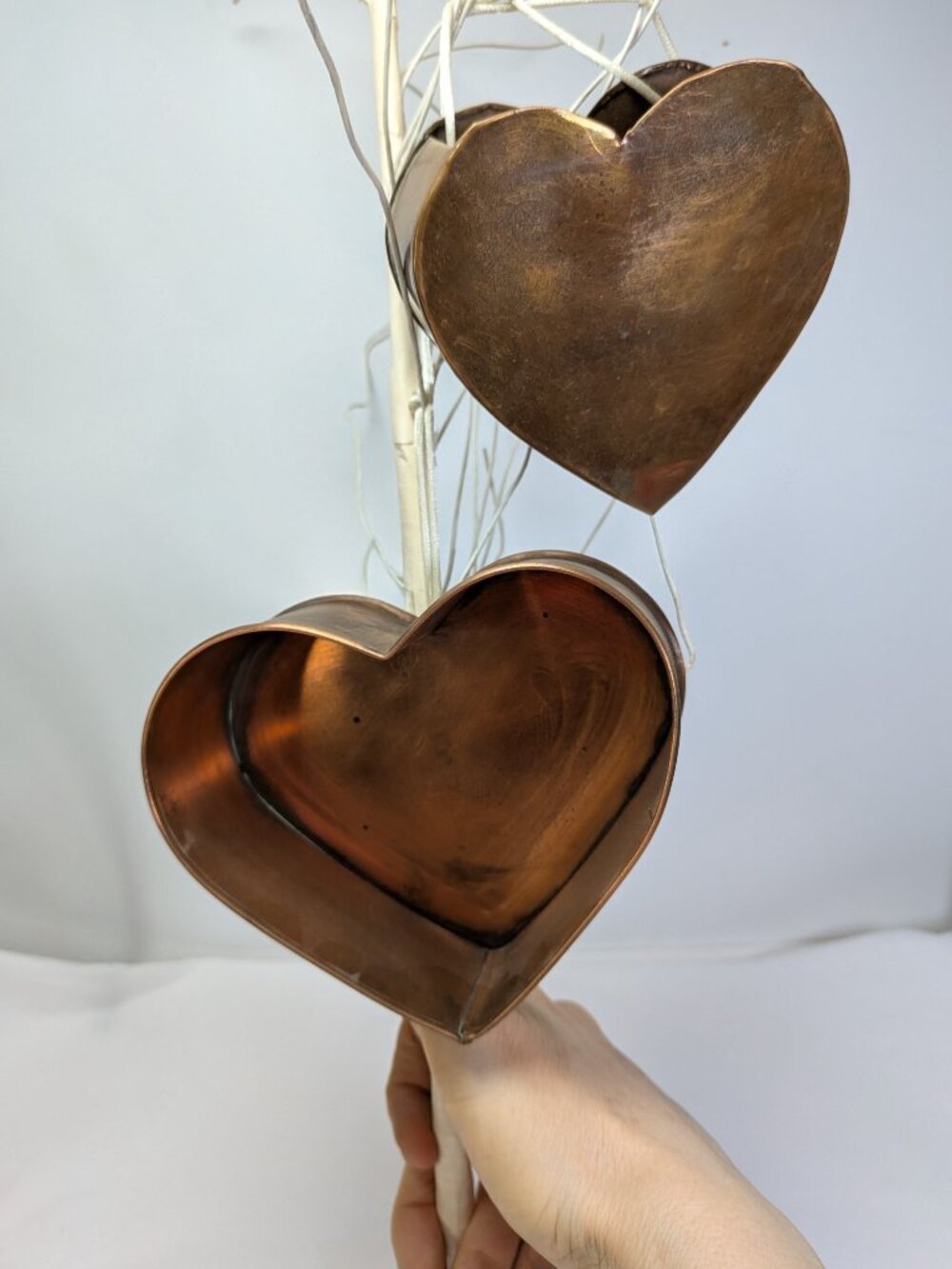 Vintage Copper Tone Metal Heart Decor Mold & Planter Set Rustic Bundle farmhouse